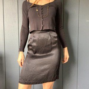 Vintage 90s Stefano black slip skirt Sz 7